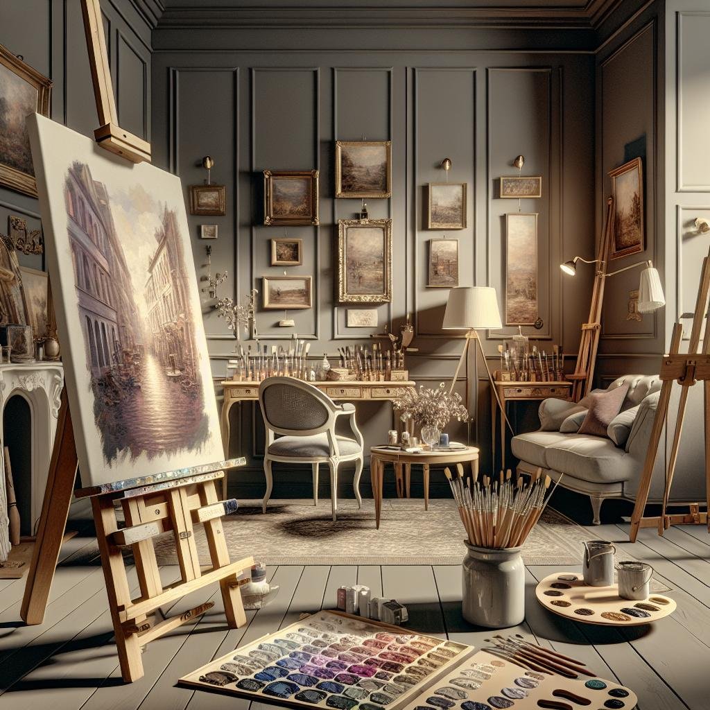 Illustration of home painting studio