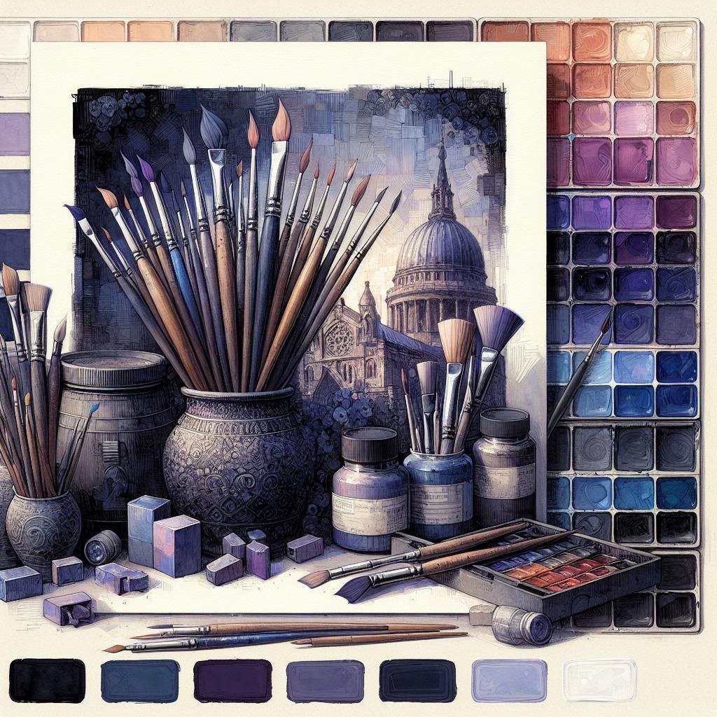 Illustration of art supplies