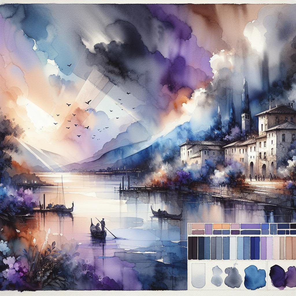 Illustration of watercolor techniques