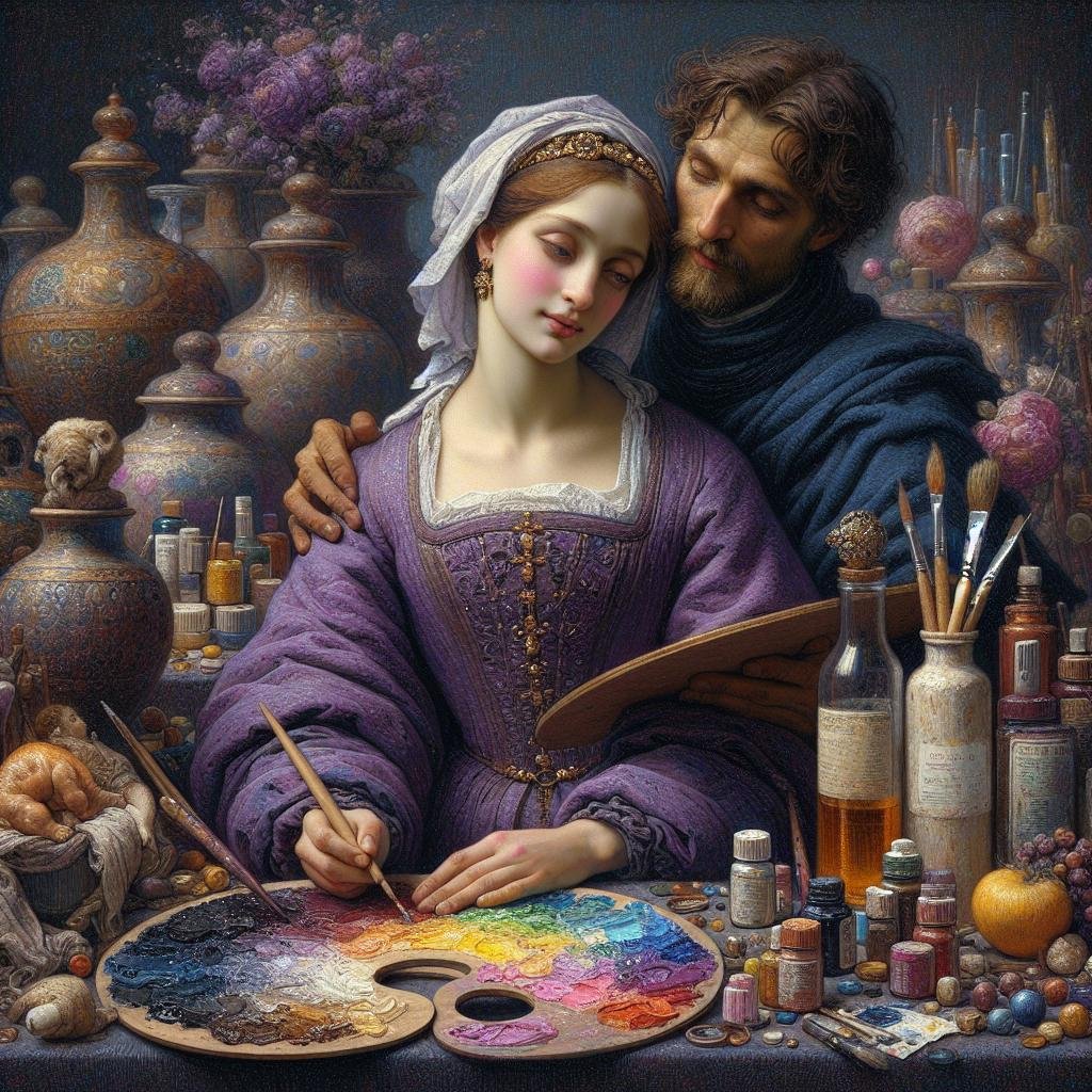 Illustration of oil painting mediums